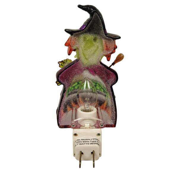 Vintage Halloween Night Light Set Witch Cauldron & Jack-O-Lantern Sparkle EUC - Picture 5 of 15